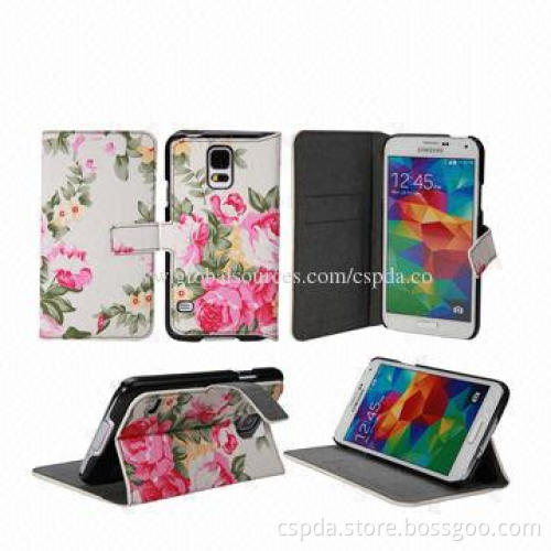 PU Wallet Cases for Samsung Galaxy S5, with Nice Floral Pattern, Various Colors are Available